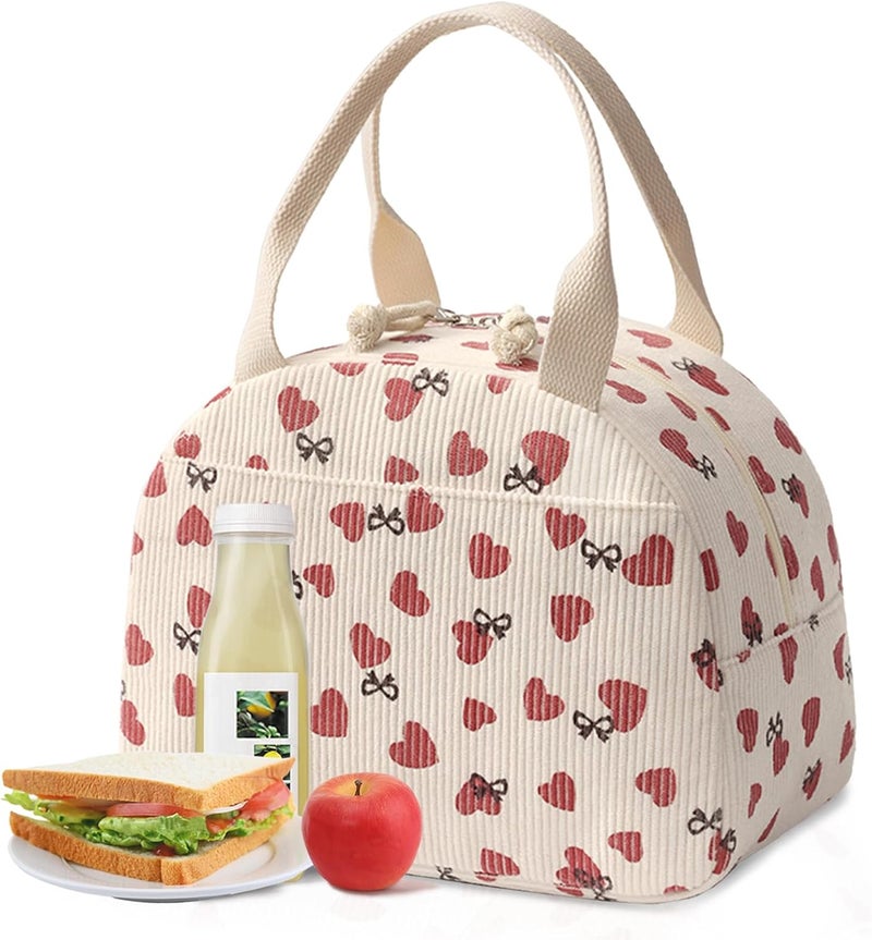 Baglemon Lunch Bag for Women Men Cute Corduroy Lunch Tote Bags Reusable Insulated Lunch Box Large Capacity Reusable Insulated Cooler for Work/Picnic/Travel - Image 1